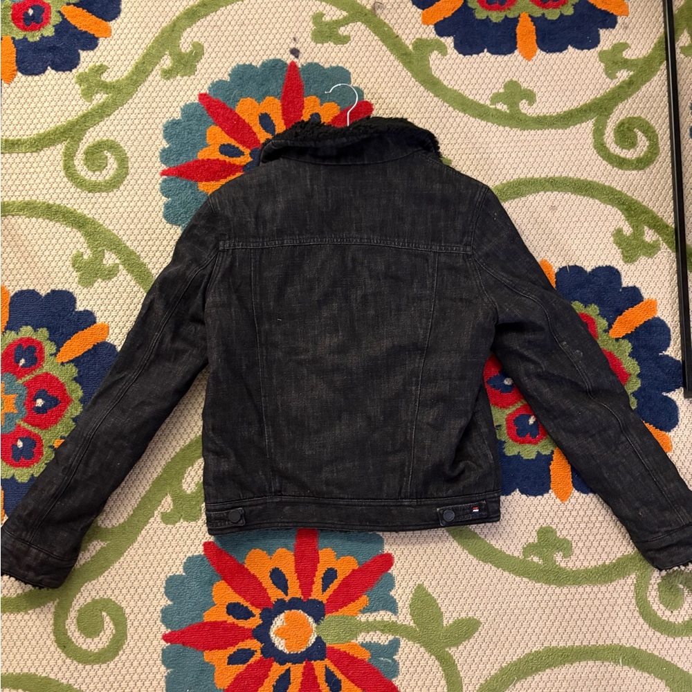 ETIENNE MARCEL Black Denim Shearling Jacket